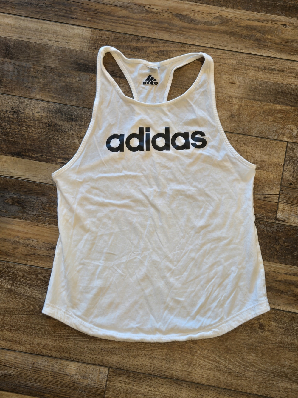 adidas White Graphic Logo Racerback Tank Top Women’s Medium